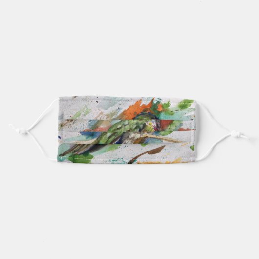 Hummingbird original painting watercolor face mask (Front, Folded)