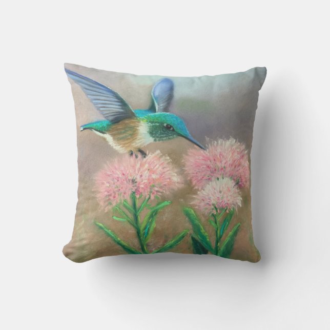 Hummingbird Outdoor Throw Pillow (Front)