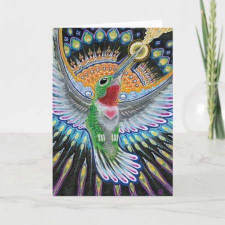 Hummingbird Painting Flower Kisser Card