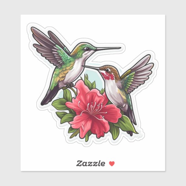 Hummingbird Pair Hibiscus Sticker (Sheet)