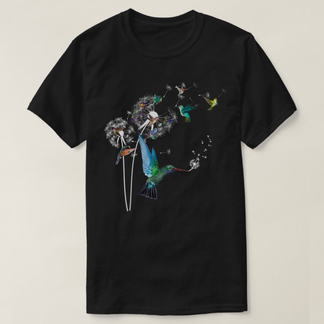 Hummingbird Pajamas Dandelion Flower Bird Watchers T-Shirt (Design Front)