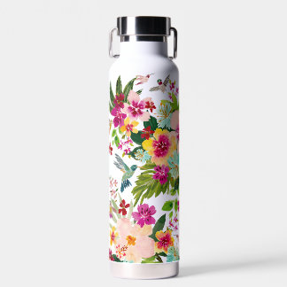 HUMMINGBIRD PARADISE Tropical Floral Water Bottle