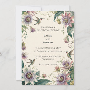Hummingbird Passionflower Wedding Invitation