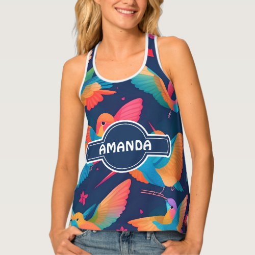 Hummingbird Pastel Colorful Personalized Pattern Tank Top