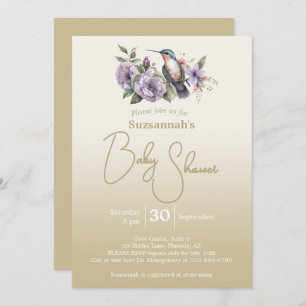 Hummingbird Pastel Green Ombre Baby Shower  Invitation