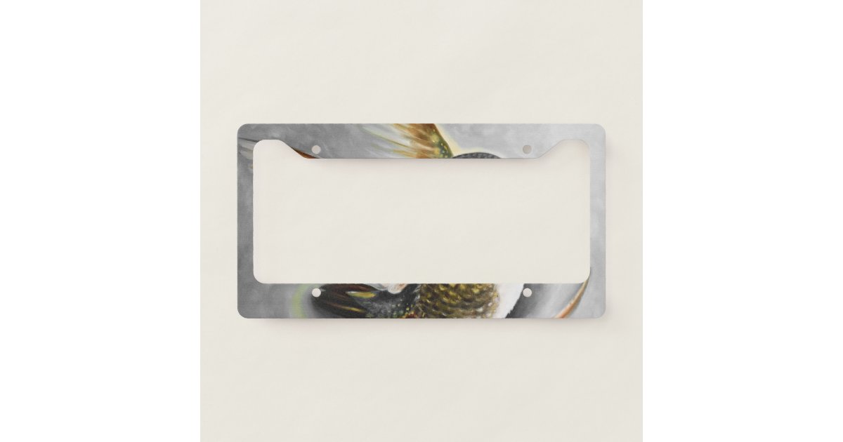 Hummingbird Pastel Grey License Plate Frame Zazzle