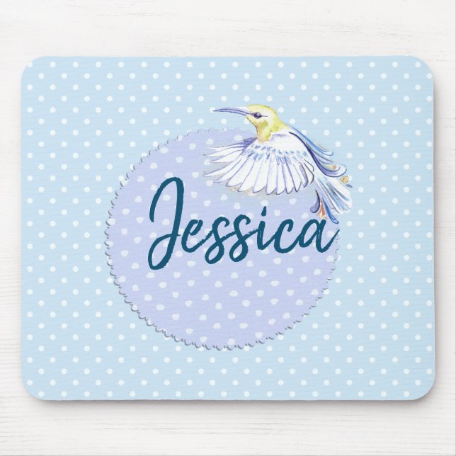 Hummingbird Patch over Polka Dots Mouse Pad (Front)