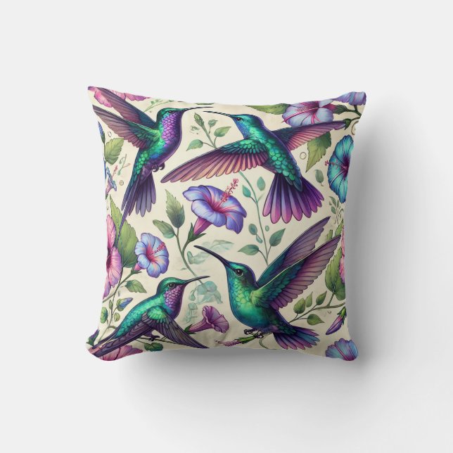 Hummingbird Pattern Cushion (Front)