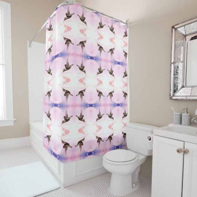 Hummingbird patterns shower curtain (In Situ)
