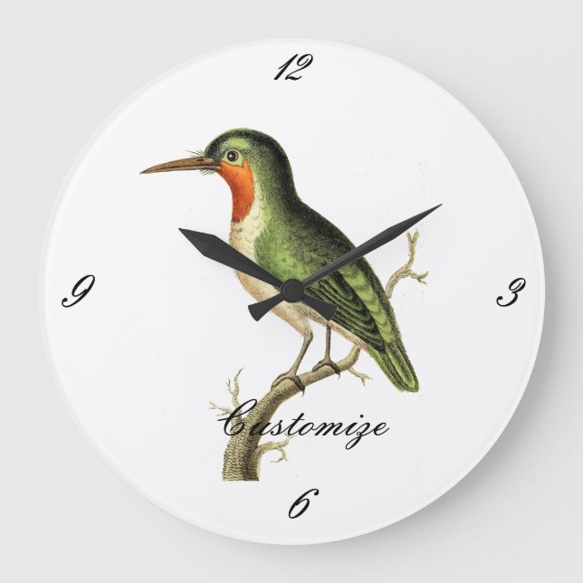 Hummingbird Perched Thunder_Cove Large Clock (Front)