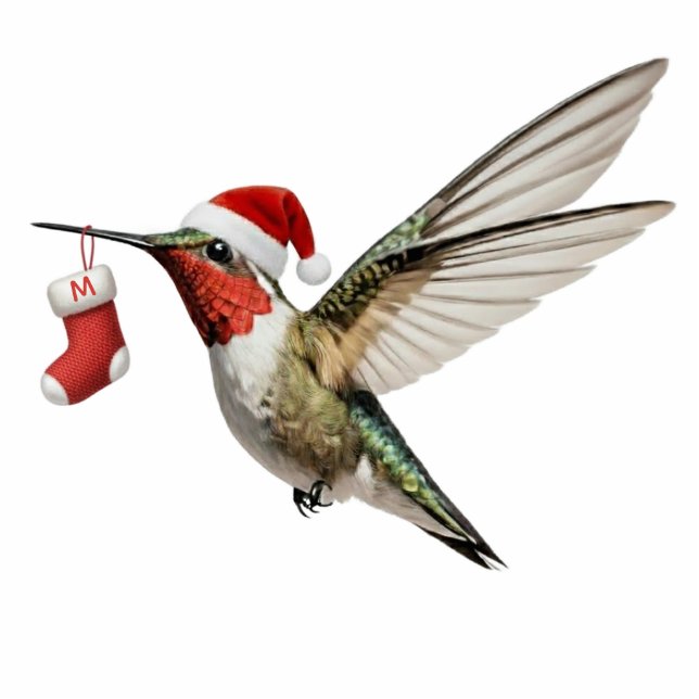 Hummingbird Personal Monogram Christmas Ornament (Front)