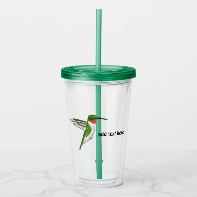 Hummingbird personalize travel mug, cup cooler, (Front)
