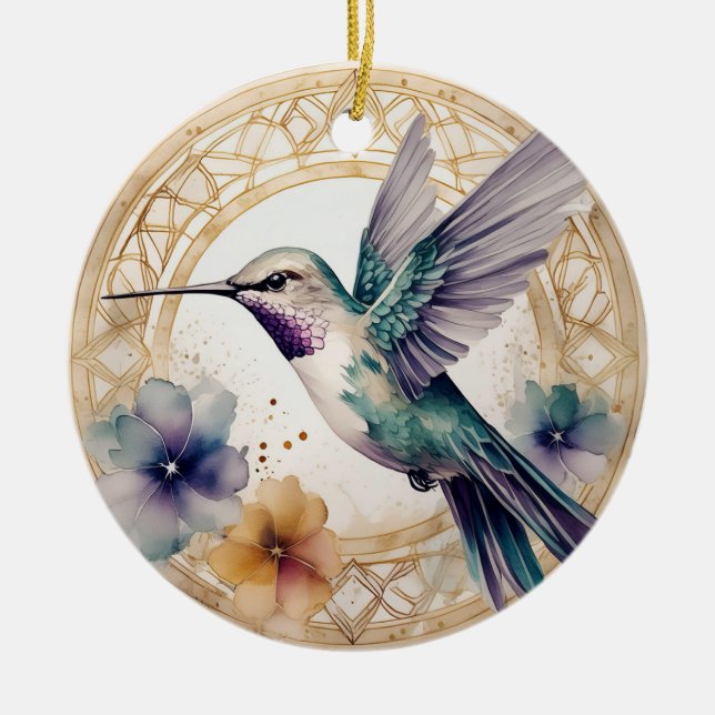 Hummingbird Personalized Christmas Ornament (Front)