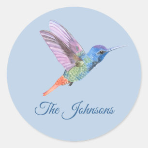 Hummingbird Personalized Stickers Blue