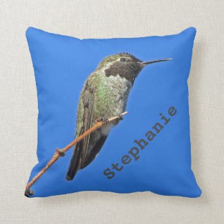 Hummingbird Photo Bright Blue Sky Small Bird Throw Pillow