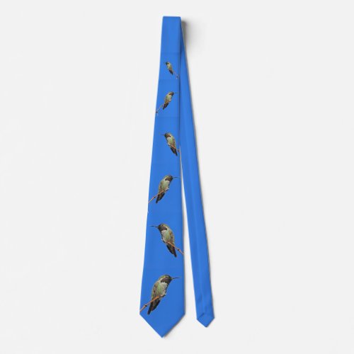 Hummingbird Photo Pattern Bright Blue Sky Bird Neck Tie