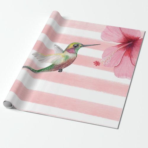 Hummingbird Pink and White Wrapping Paper