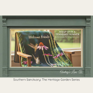 Hummingbird & Pink Coneflower Cozy Fleece Blanket