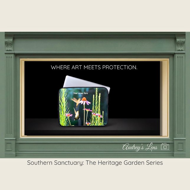 Hummingbird & Pink Coneflower Laptop Sleeve (Creator Uploaded)