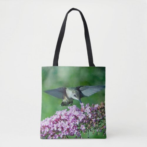 Hummingbird Pink Floral Flight Wildlife Photo Tote Bag