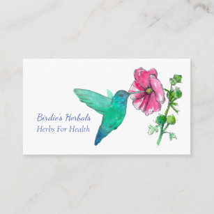 Hummingbird Pink Petunia Flower Herbalist Herbs Business Card