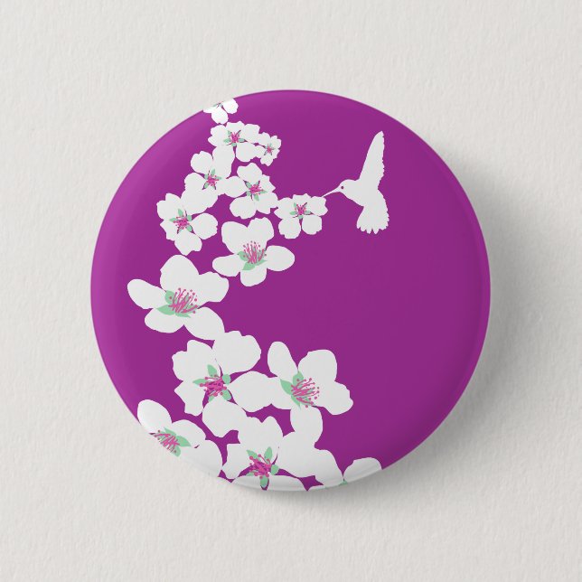Hummingbird pink pinback button (Front)