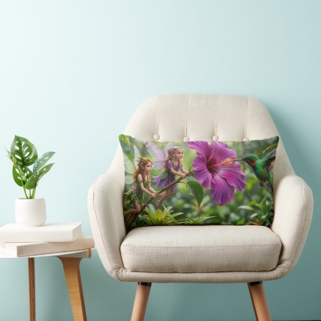 Hummingbird Pixie Helpers Lumbar Pillow (Chair)