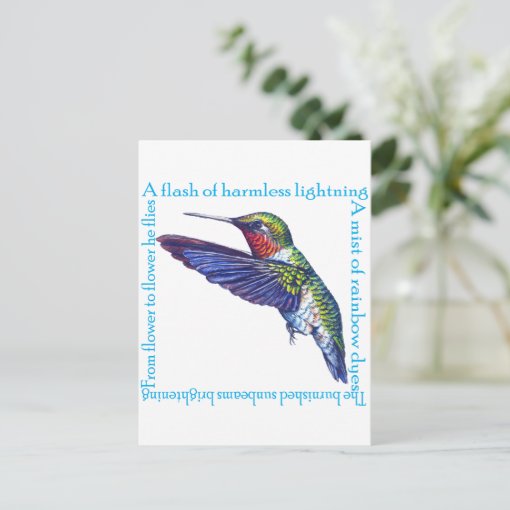 Hummingbird Poem Postcard | Zazzle