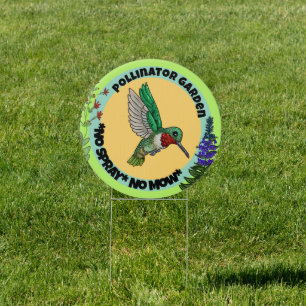 Hummingbird Pollinator Garden Yard Sign
