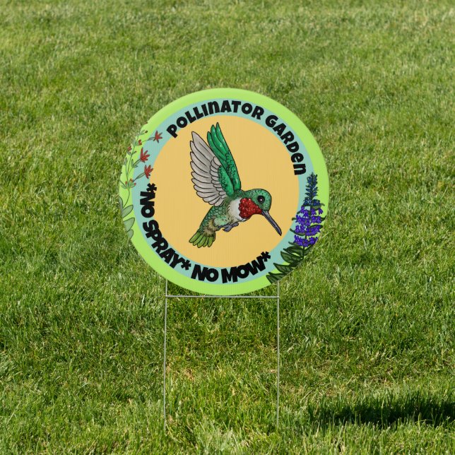 Hummingbird Pollinator Garden Yard Sign (Insitu)