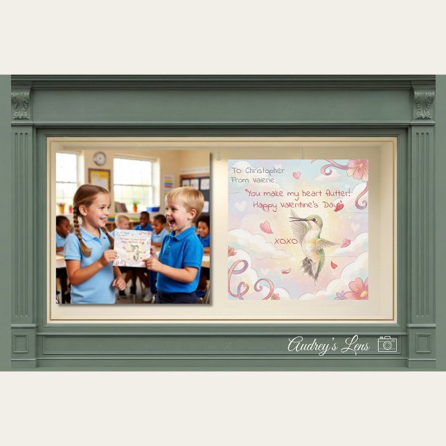 Hummingbird Pollinator Valentine Classroom  Note Card (Creator Uploaded)