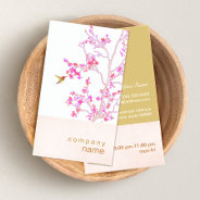 Hummingbird Pretty Pink Buds Branch Business Card at Zazzle