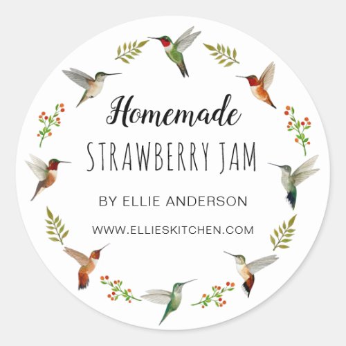 Hummingbird Product Sticker for homemade goods