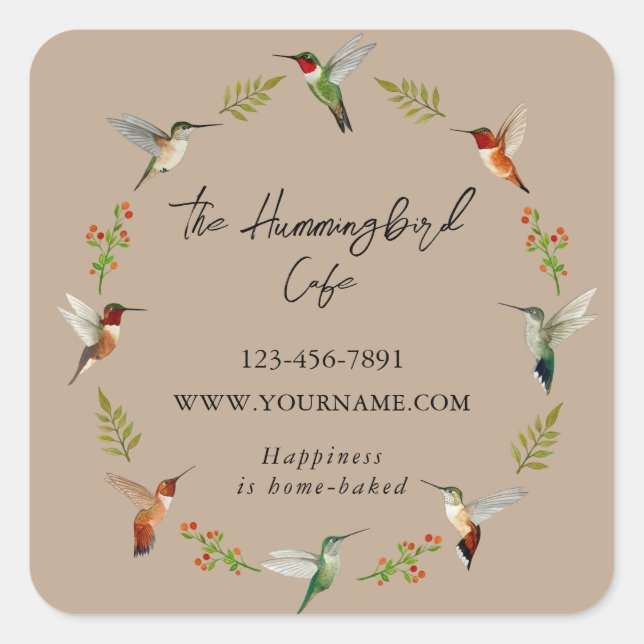 Hummingbird Product Sticker for small businesses (Front)