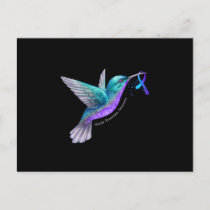 Hummingbird Purple Blue Ribbon Suicide Prevention Announcement Postcard