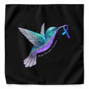 Hummingbird Purple Blue Ribbon Suicide Prevention Bandana