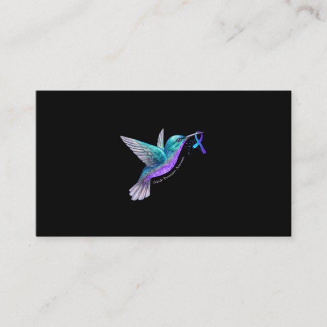 Hummingbird Purple Blue Ribbon Suicide Prevention Business Card (Front)