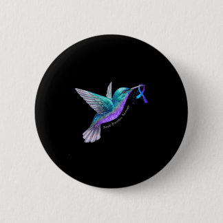 Hummingbird Purple Blue Ribbon Suicide Prevention Button