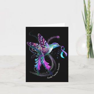Hummingbird Purple Blue Ribbon Suicide Prevention  Card