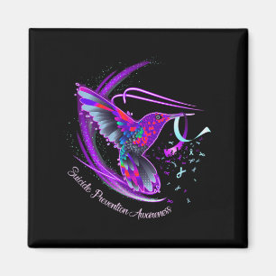 Hummingbird Purple Blue Ribbon Suicide Prevention Magnet