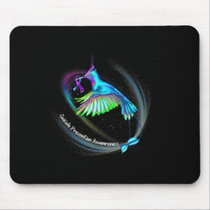 Hummingbird Purple Blue Ribbon Suicide Prevention Mouse Pad