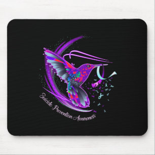 Hummingbird Purple Blue Ribbon Suicide Prevention Mouse Pad