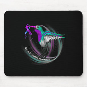 Hummingbird Purple Blue Ribbon Suicide Prevention Mouse Pad