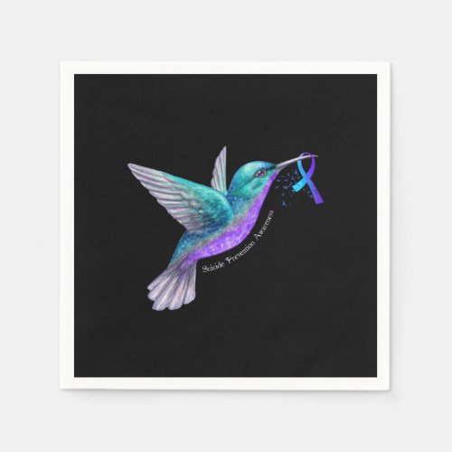 Hummingbird Purple Blue Ribbon Suicide Prevention Napkins