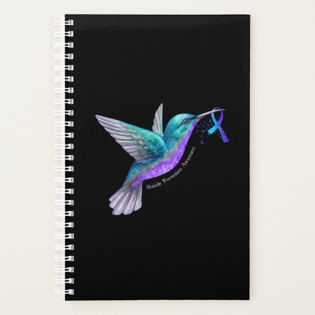 Hummingbird Purple Blue Ribbon Suicide Prevention Planner (Front)