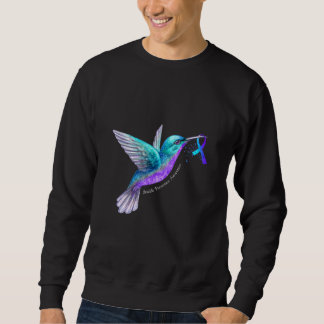 Hummingbird Purple Blue Ribbon Suicide Prevention Sweatshirt
