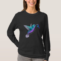 Hummingbird Purple Blue Ribbon Suicide Prevention 