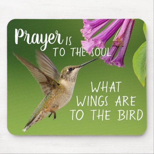Hummingbird Purple Flowers Christian Prayer Mouse Pad