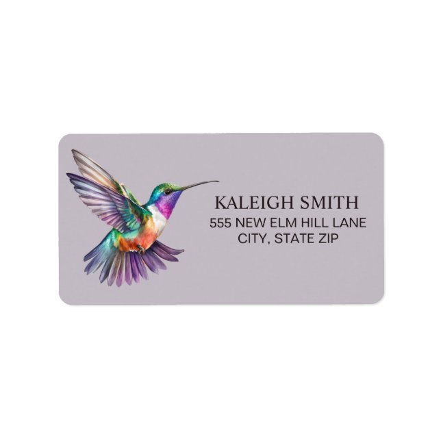 Hummingbird Purple Nature Address Label (Front)