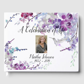 Hummingbird & Purple Orchids Guest Book